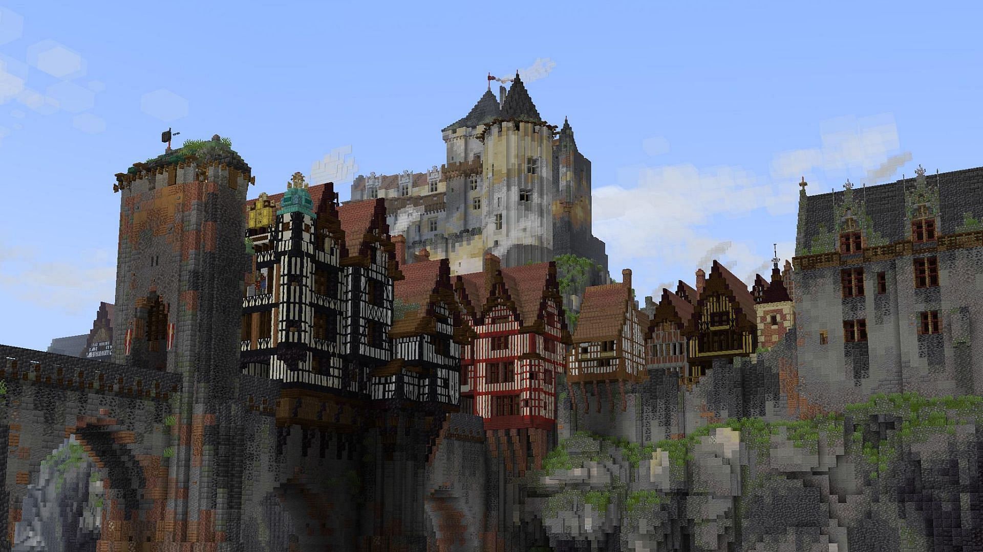 The medieval town build in the game (Image via Mojang Studios // Reddit/Lego19gubbe)